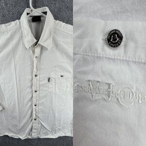 Versace Jeans Couture Long Sleeve Large All Cotton Italy White Button Up Men